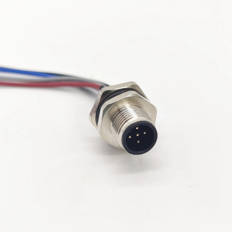 Elecbee M12 A 编码 5 针公头电缆 0.5 米螺纹连接 IP67 防护等级